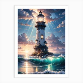 A Lighthouse In The Middle Of The Ocean 21 Art Print