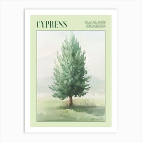 Cypress Tree Atmospheric Watercolour Painting 3 Poster Art Print