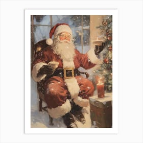 Santa Clause In Living Room Art Print