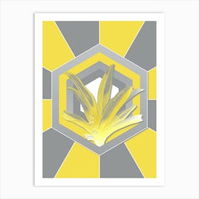 Vintage Boat Lily Botanical Geometric Art in Yellow and Gray n.433 Art Print