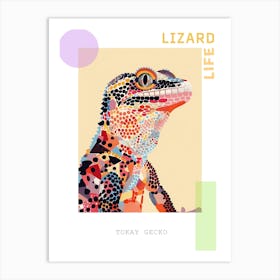 Coral Tokay Gecko Abstract Modern Illustration 5 Poster Art Print