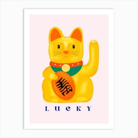 Lucky Waving Cat Art Print