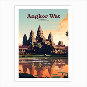 Angkor Wat Cambodia Temple Travel Illustration Art Print