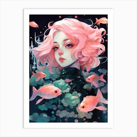 Pink Haired Girl 1 Art Print