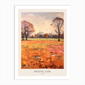Autumn City Park Painting Phoenix Park Dublin 3 Poster Art Print