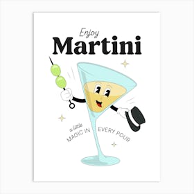 Martini retro cocktail print Art Print