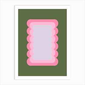 Retro Wavy Shape Green And Pink Art Print