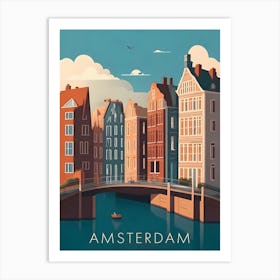 Amsterdam Retro Travel Landscape Art Print