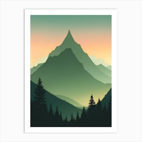 Misty Mountains Vertical Composition In Green Tone 220 Art Print