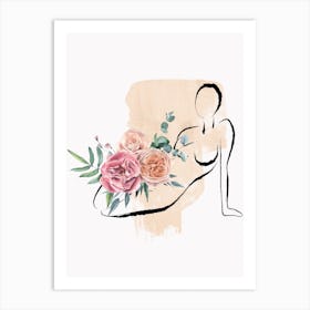 Woman With Flowers Art Print