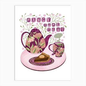 Fancy Some Tea chic floral tea cozy artwork Art Print