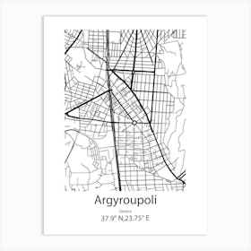 Argyroupoli,Greece Minimalist Map Art Print