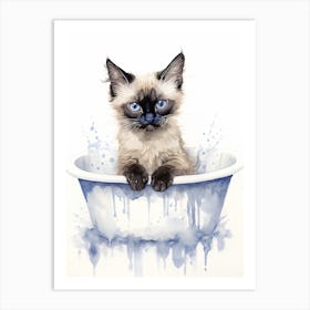 Siamese Cat In Bathtub Bathroom 3 Art Print