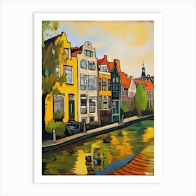 Wall painting print, Amsterdam, Netherlands, landscape art, Van Gogh style, fine art..245 Art Print