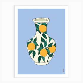 Arancia Vase Blue Art Print