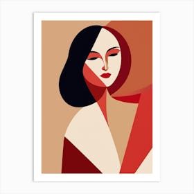 Abstract Portrait Of A Woman Abstract red and beige Art Art Print