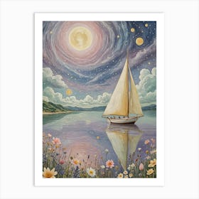 Cosmic Sailboat 1 Art Print