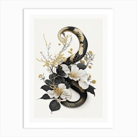 Banded Water Snake Gold And Black Art Print