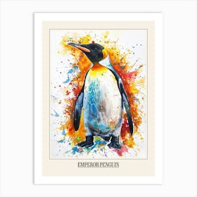 Emperor Penguin Colourful Watercolour 2 Poster Art Print