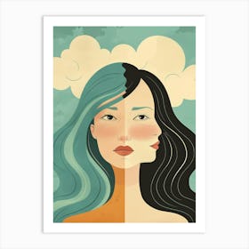 Two Faces Of A Woman Art Print