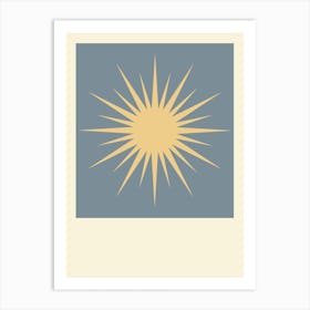 Sunburst Retro Blue Print Vintage Wall Art Spiritual Decor Blue Star Print Art Print