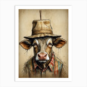 Cow In Hat 1 Art Print