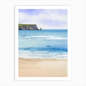 Perranporth Beach 2, Cornwall Watercolour Art Print