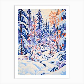 Winter Snow Snow Coniferous Forest Illustration 4 Art Print