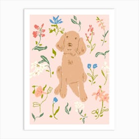 Dog Amongst Wildflowers  Art Print