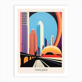 Cloudgate Chicago Colourful Travel Poster Art Print