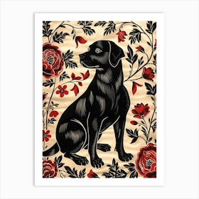 Chinese Lunar Year Of The Dog Black 2 Full William Morris Style Art Print