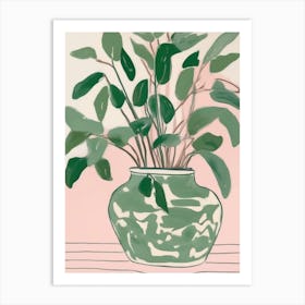 Plant In A Pot sage green and pink Art Print