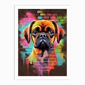 Aesthetic Puggle Dog Puppy Brick Wall Graffiti Artwork Art Print