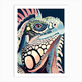 Fiji Crested Iguana Abstract Modern Illustration 5 Art Print
