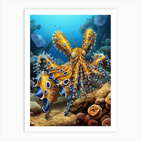 Blue Ringed Octopus Illustration 7 Art Print