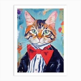 Cat In A Suit Painting Art Print