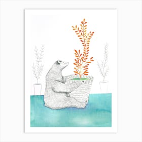 Bear and Plant Art Print