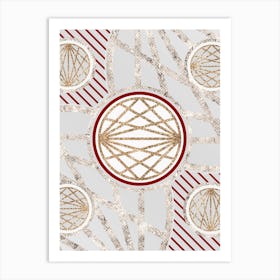 Geometric Abstract Glyph in Festive Gold Silver and Red n.0098 Art Print