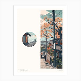 Yokohama Japan Cut Out Travel Poster Art Print