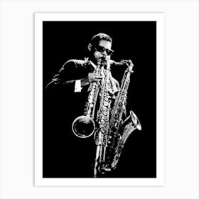 Rahsaan Roland Kirk Jazz Multi-Instrumentalist Line Illustration Art Print