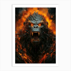 Gorilla In Flames 1 Art Print