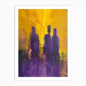 Three People In Purple And Yellow Art Print