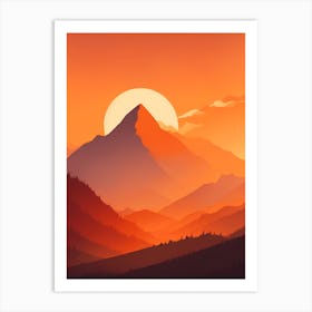 Misty Mountains Vertical Composition In Orange Tone 22 Art Print