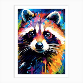 A Raccoon In City Vibrant Paint Splash 1 Art Print