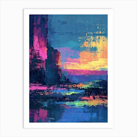 Abstract - Sunset | Pixel Art Series 1 Art Print