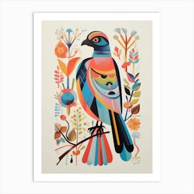 Colourful Scandi Bird Red Tailed Hawk 1 Art Print