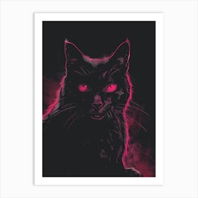 Black Cat With Pink Eyes Art Print