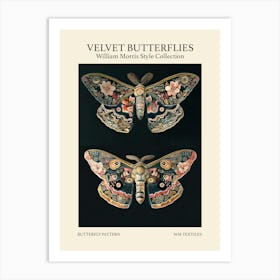 Velvet Butterflies Collection Butterfly Pattern William Morris Style 3 Art Print