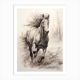 A Horse Painting In The Style Of Grattage 1 Art Print