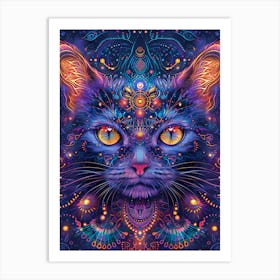 Psychedelic Cat 12 Art Print